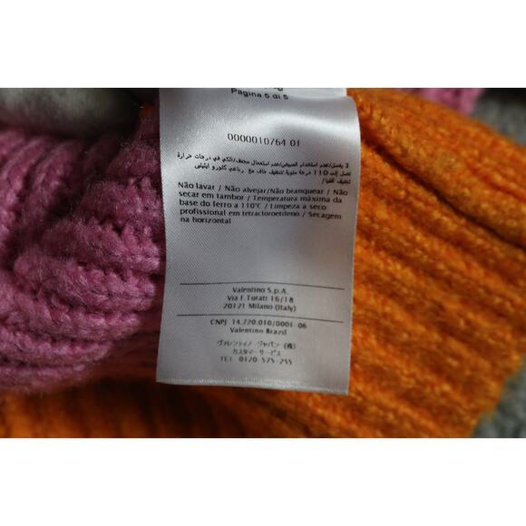 Valentino Sweater Womens Large Silk Pink Colorblock Ribbed Knit Pullover Italy - Picture 4 of 7